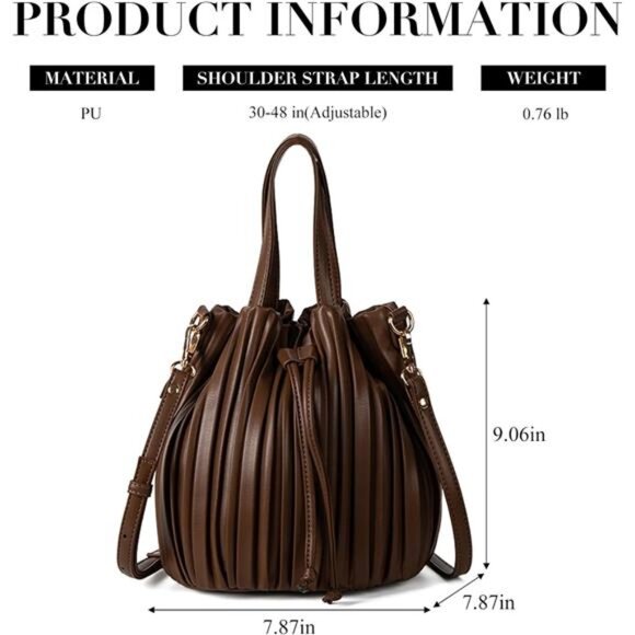 Mini Faux Leather Bucket Bags for Women Drawstring Crossbody Bucket Bag Purses - Picture 4 of 8